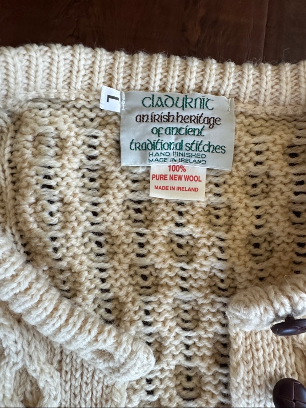 Cladyknit Cream Cable Knit Button-Front Cardigan - Picture 2 of 5